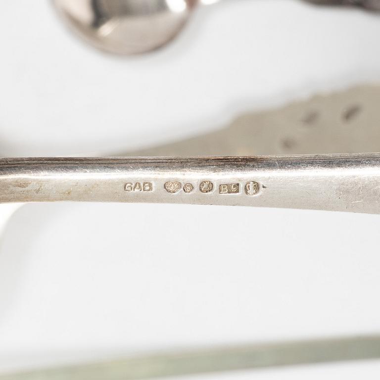 Bestick, 17 delar, silver, bl a serveringssked Th Marthinsen, Norge, kaffeskedar CG Hallberg mm.