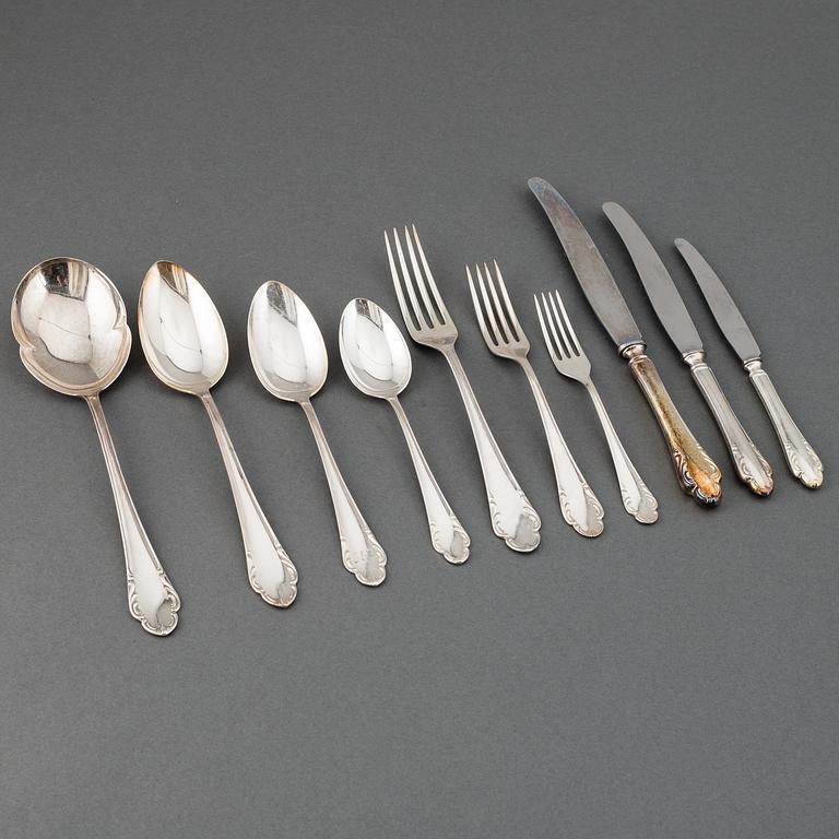 A part 'Haga' silver cutlery, marked JLH, 20th century (103 pieces).
