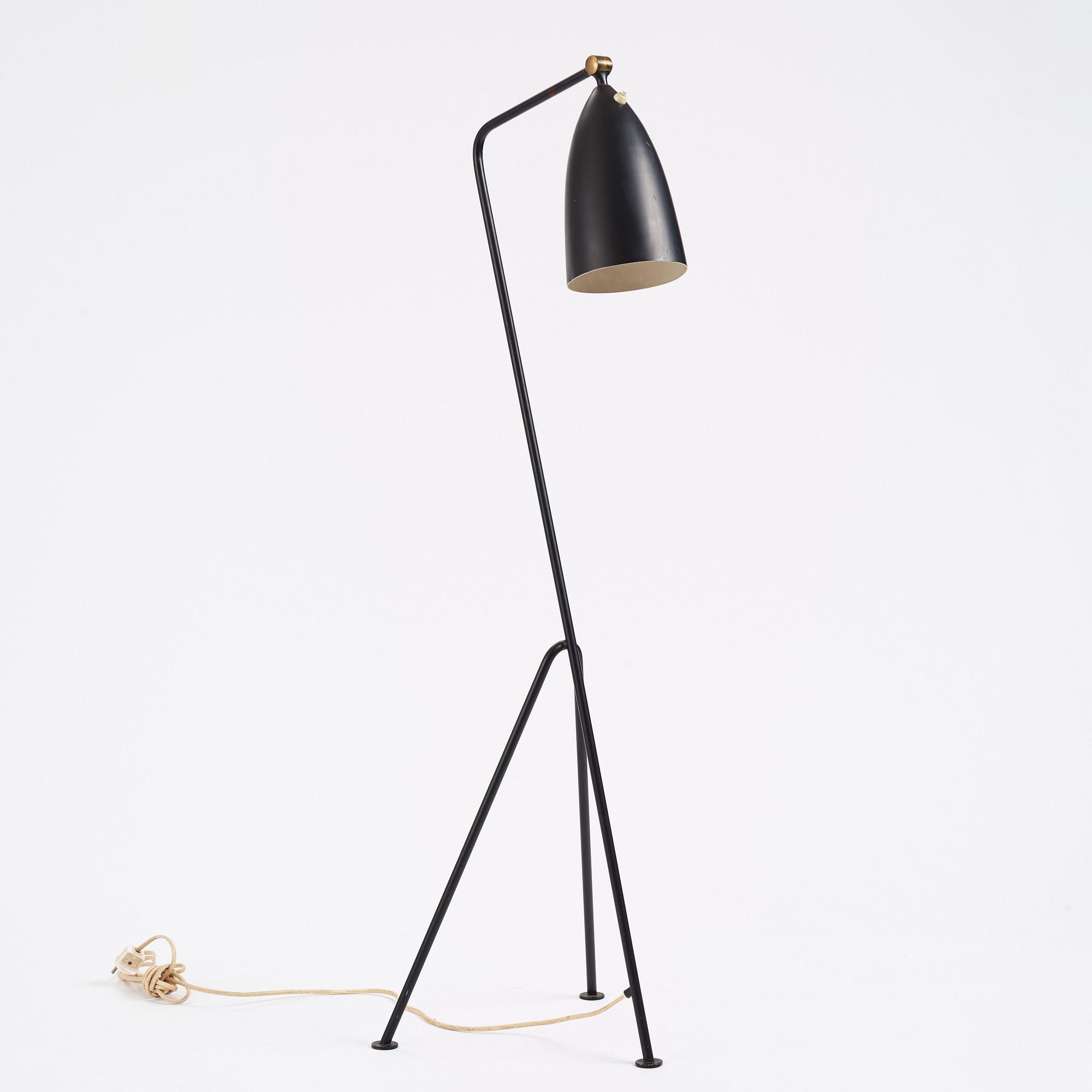Greta Magnusson Grossman, a black lacquered 'G-33' / Grasshopper floor light, Bergboms, Malmö, Sweden 1950s.
