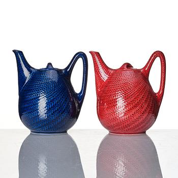 Hertha Bengtson, a 'Blå Eld' 6 pieces tea service, Rörstrand, Sweden 1951-71.