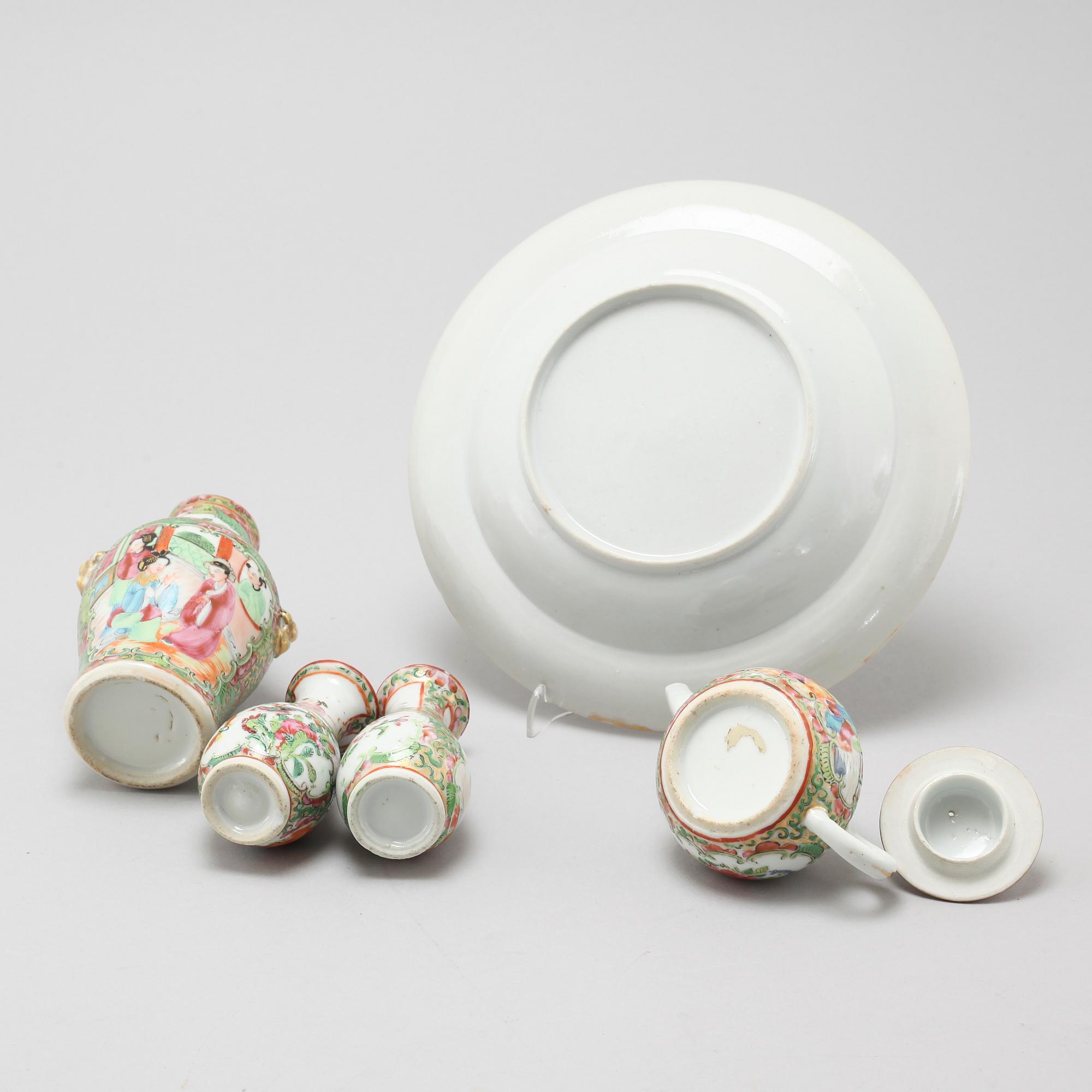 Five pieces of Kanton porcelian from late 19th century.