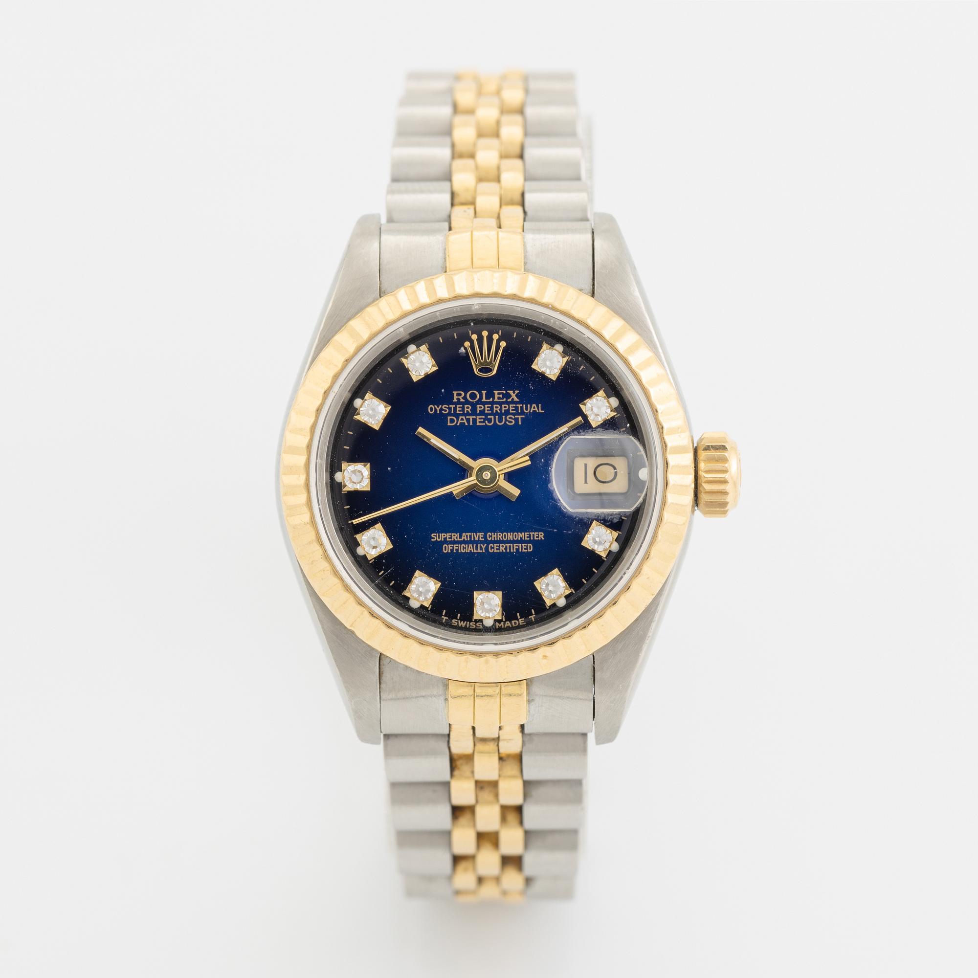 Rolex, Oyster Perpetual, Datejust, "Blue Diamond Vignette Dial", wristwatch, 26 mm.