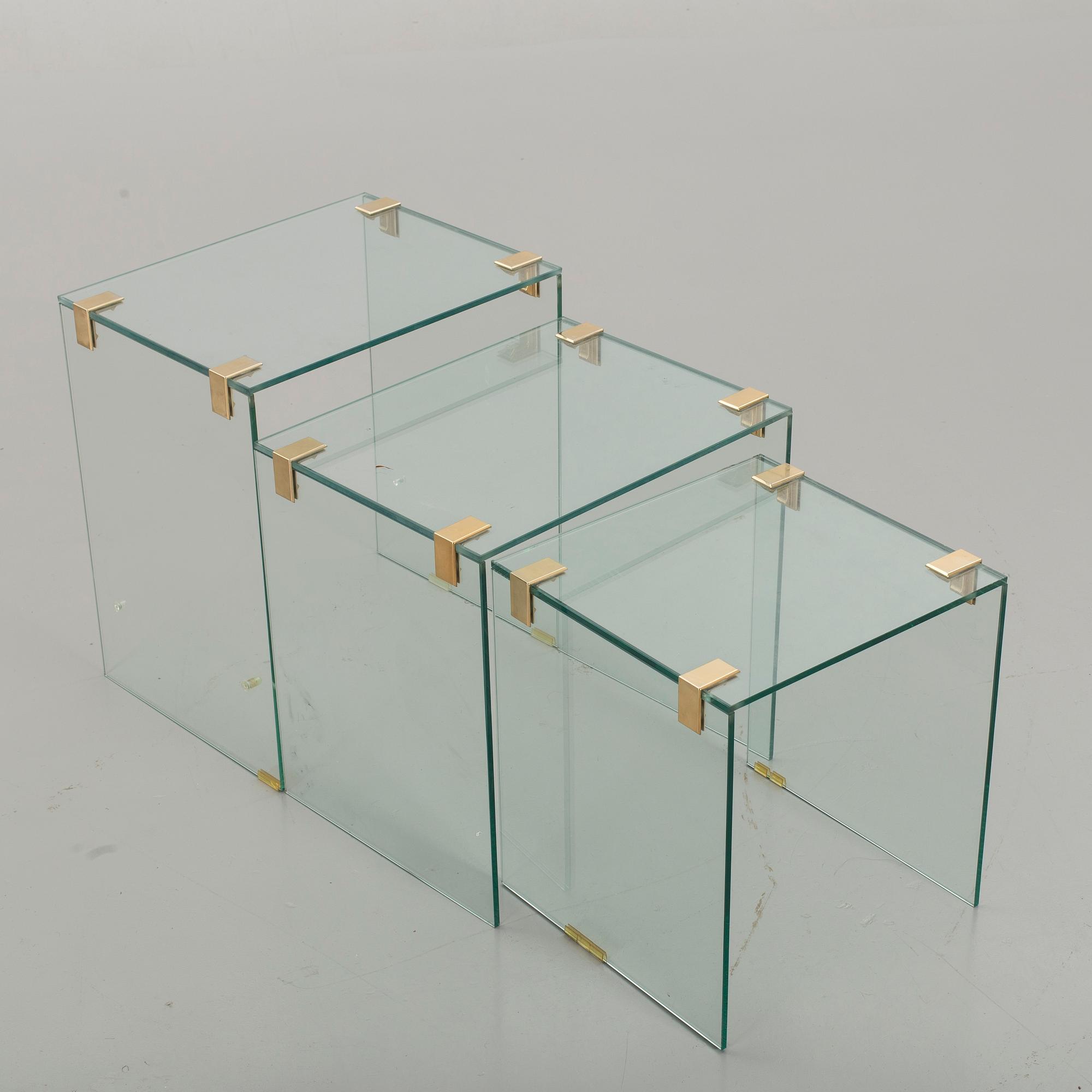 SATSBORD, glas, 3 delar, 1900/2000-tal.
