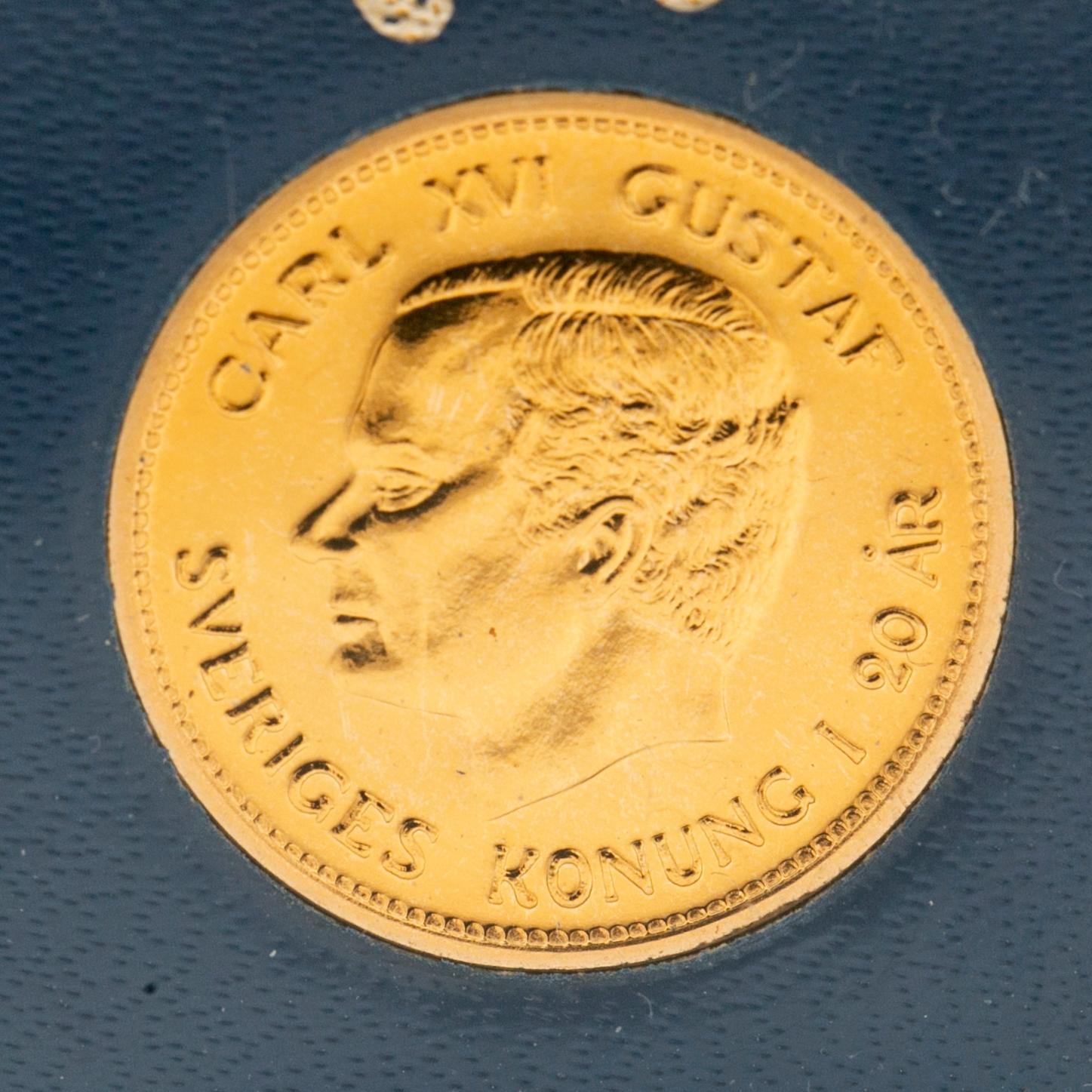Gold coin, 21.6 carat, King of Sweden for 20 years, “SEK 1,000”, Sveriges Riksbank, 1993.