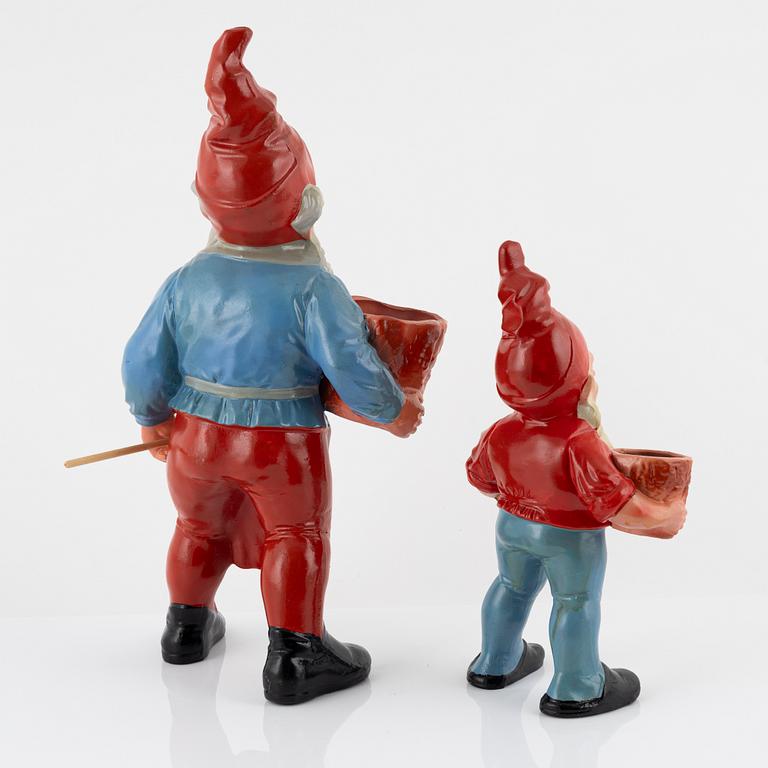 Two earthenware gnomes, second half of the 20th century.
