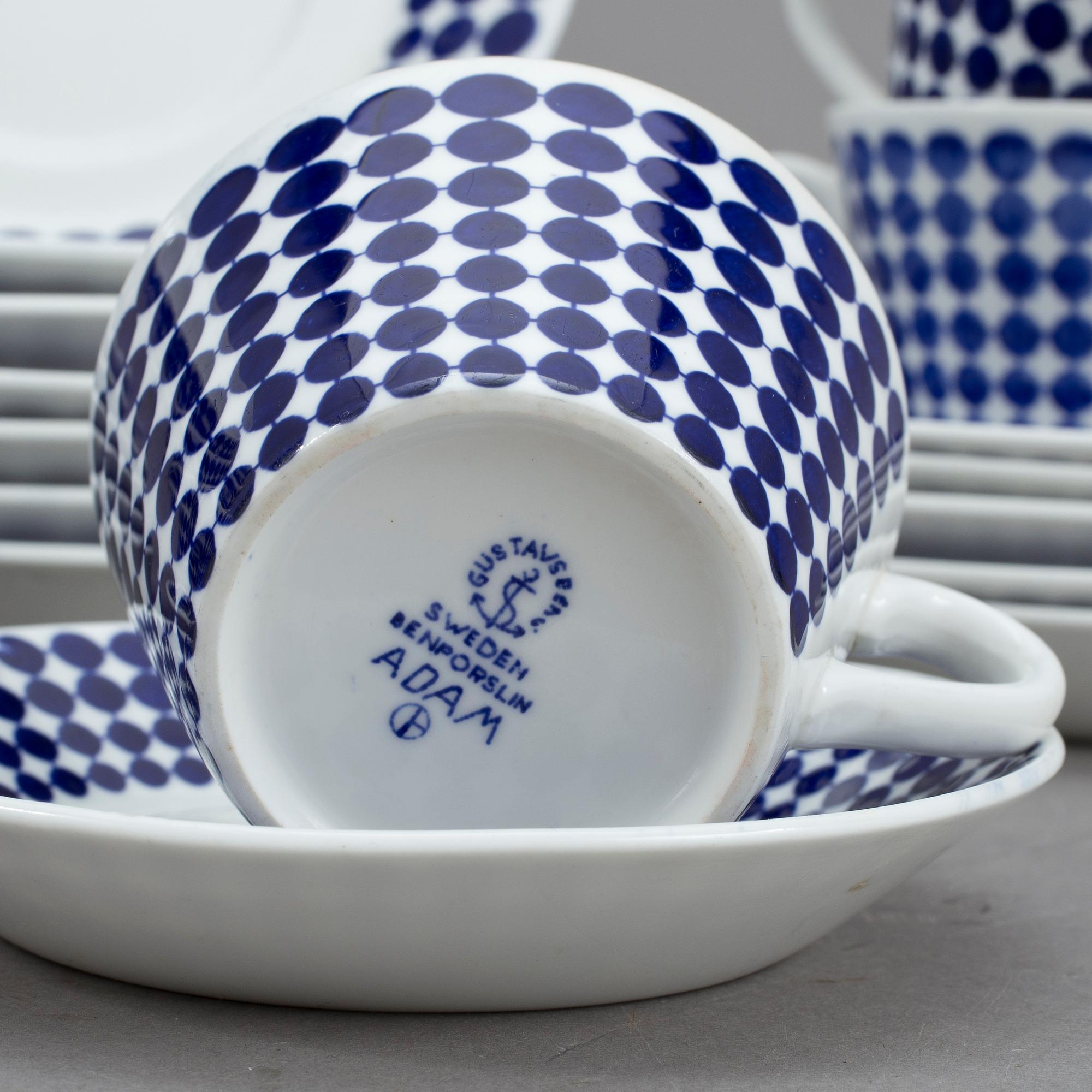 TE-samt KAFFESERVIS, 11 + 1+2, "Adam", Stig Lindberg, Gustavsberg, 1960-tal.