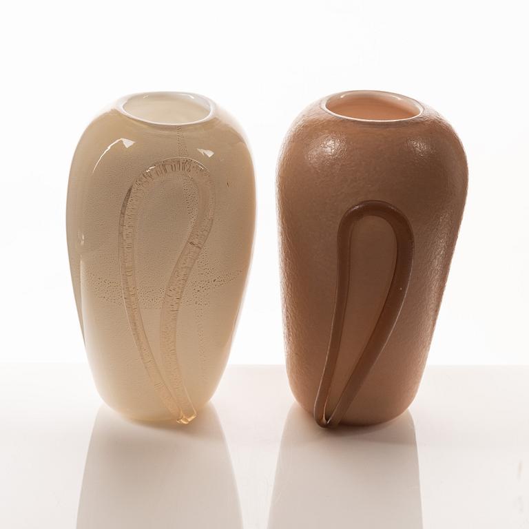 Two glass vases, Murano V.A.M.S.A, Italy, second half of the 20th century.