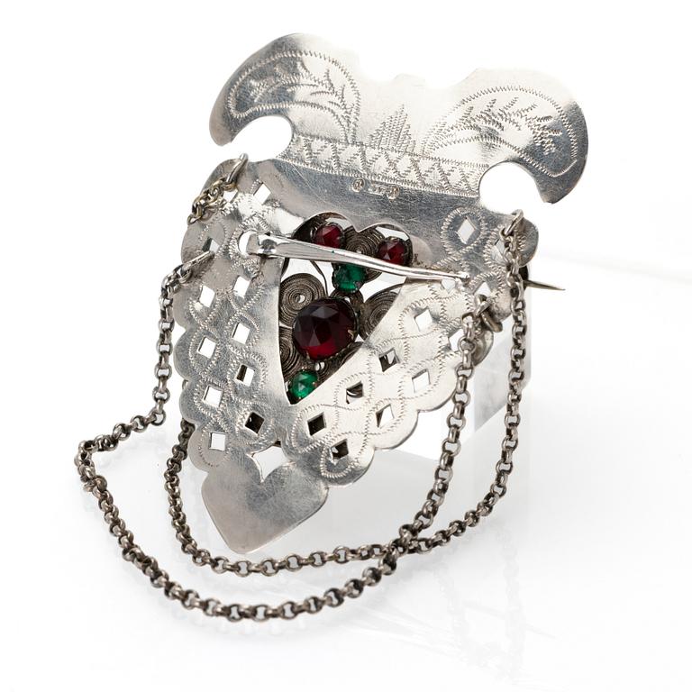 Costume jewellery, silver, Claes Christian Carlén (1830–44), Borås.