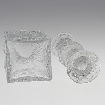 A lot of four, TIMO SARPANEVA GLASS VASES, Finlandia-series, signed TS.