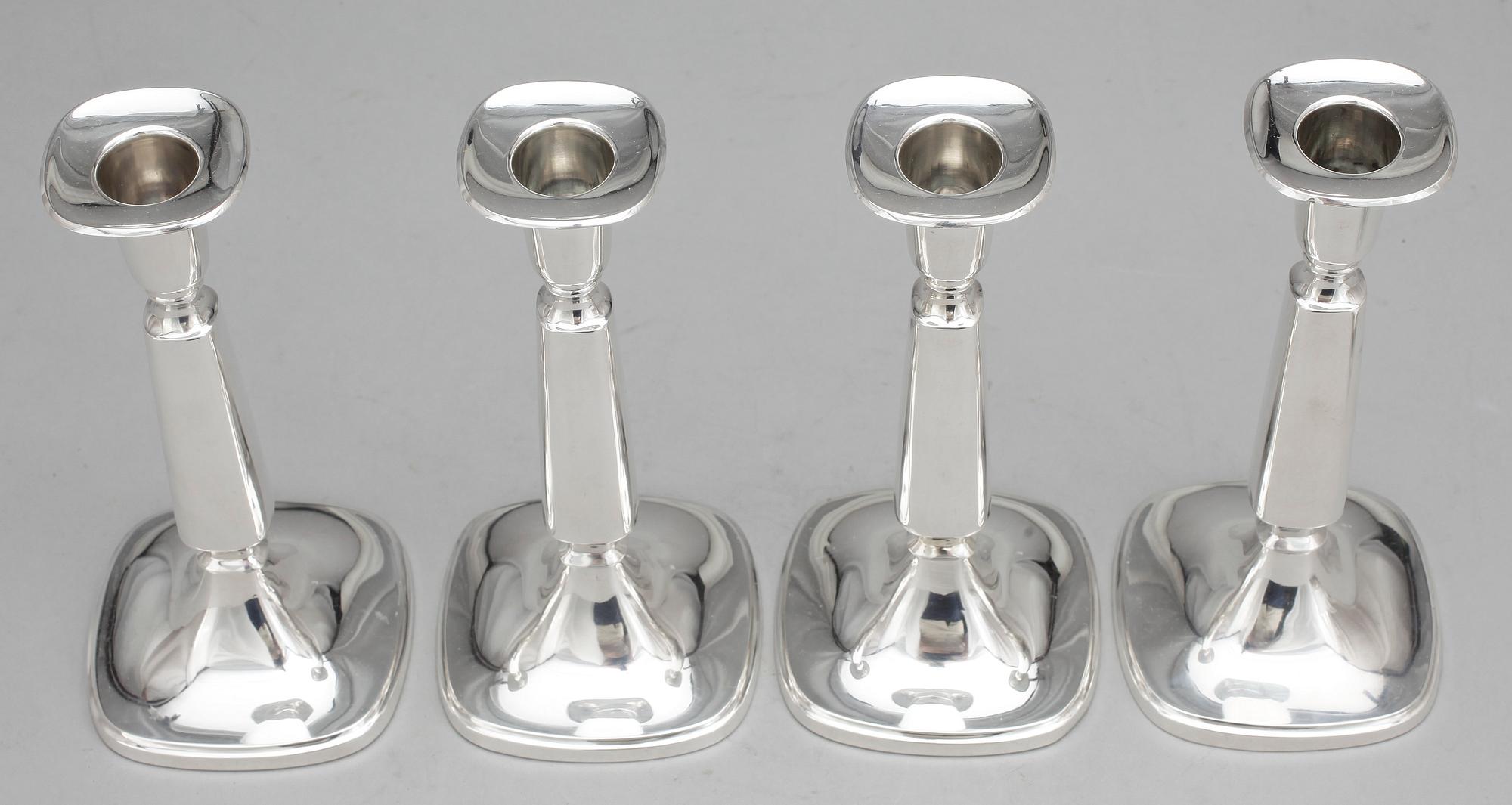 LJUSSTAKAR, 4 st, silver, Tore Eldh, Ceson Guldvaru AB Göteborg 1960-tal.