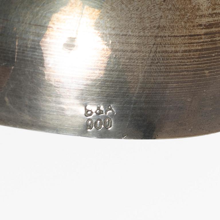 Skålar med lock, 2 st, glas och silver, 1900-tal.