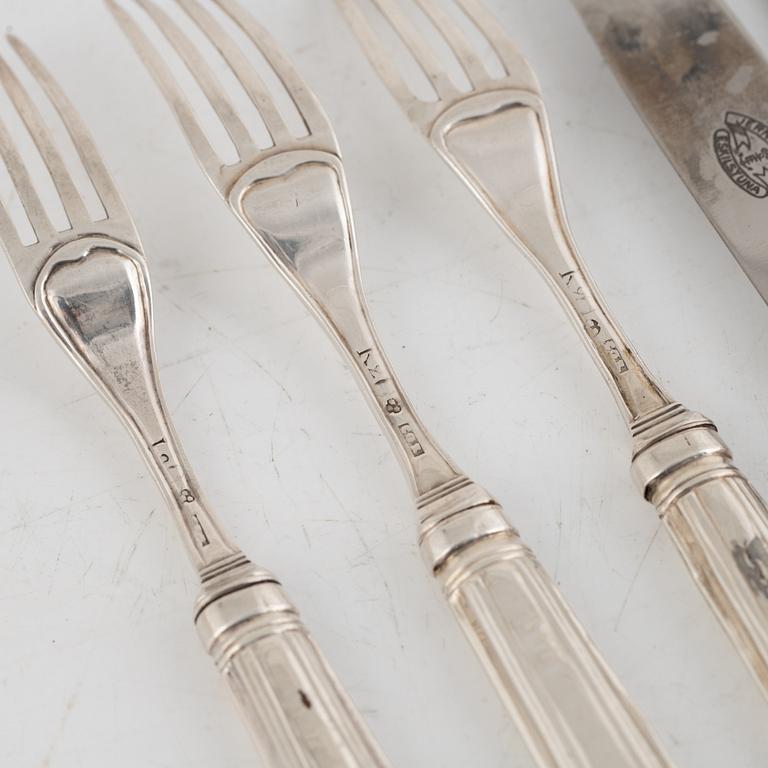 A Set of Silver Cutlery, 18-19th Century (10 pieces).