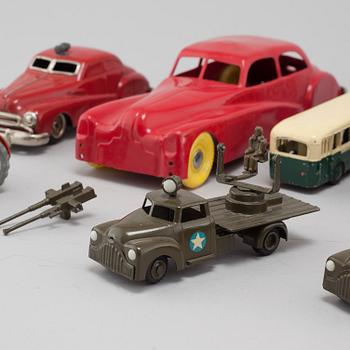 16 toy cars, mostly by Dinky Toys, from the latter half of the 20th century.
