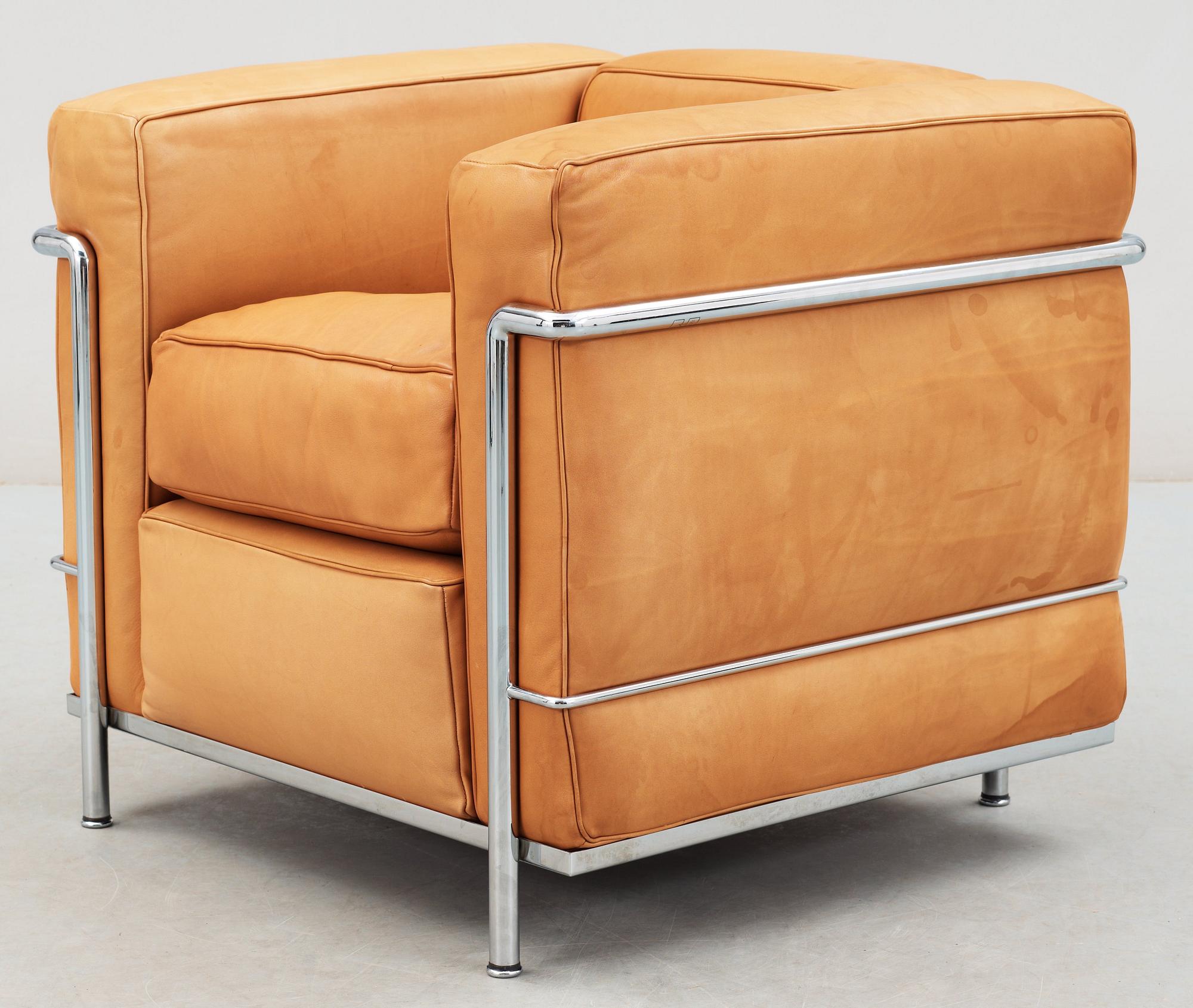 LE CORBUSIER, PIERRE JEANNERET & CHARLOTTE PERRIAND, fåtölj, "LC-2", Cassina, Italien.