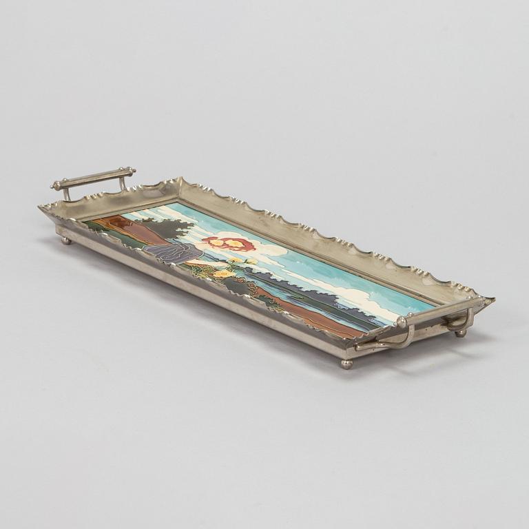 Carl Sigmund Luber, an Art Nouveau tray, Johann Von Schwarz, early 20th century.