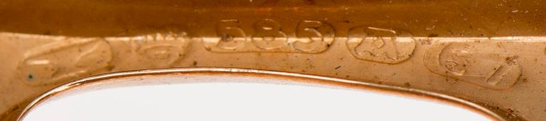 BROSCH, 14K guld, cabochonslipade rosenkvartser. Kupittaan Kulta 1960.