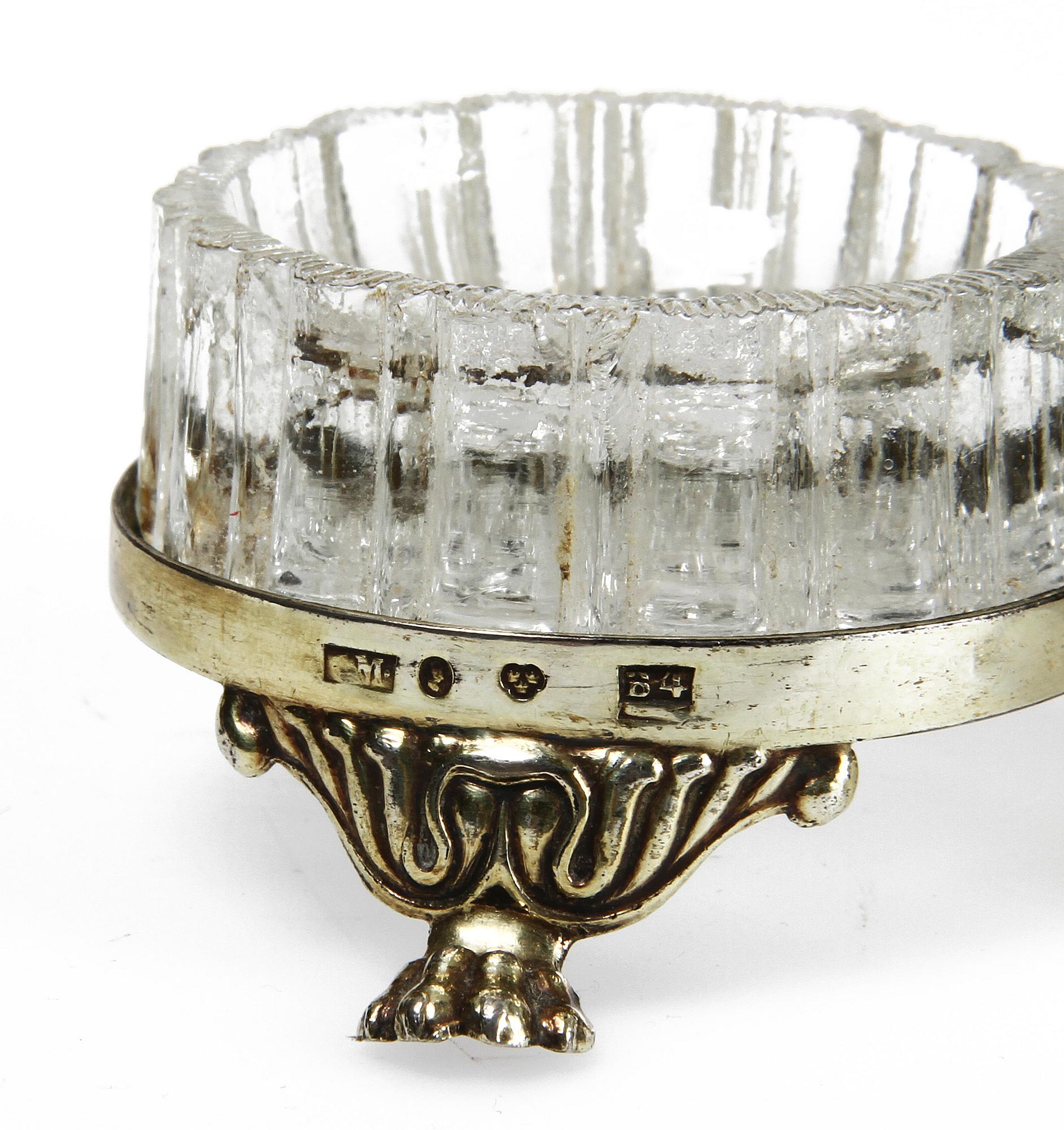 SALTKAR, silver samt glas, empir, 1832.