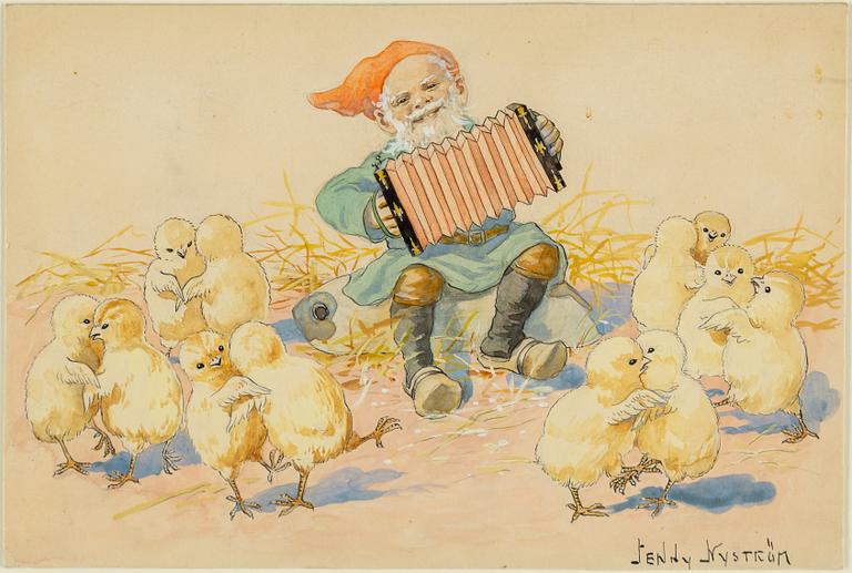 JENNY NYSTRÖM, watercolour & gouache,signed.