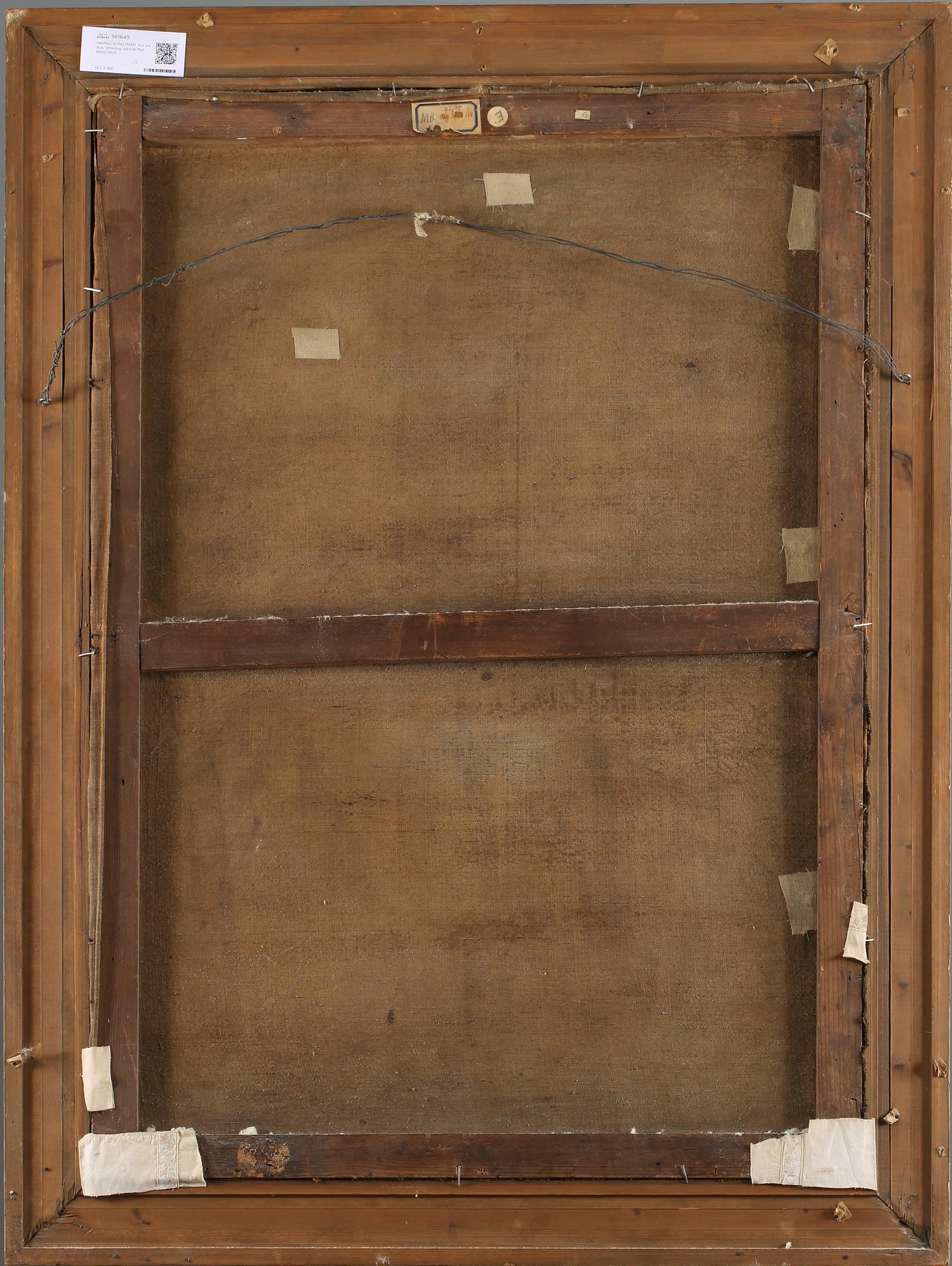 OKÄND KONSTNÄR, olja på duk, omkring sekelskiftet 1800/1900.