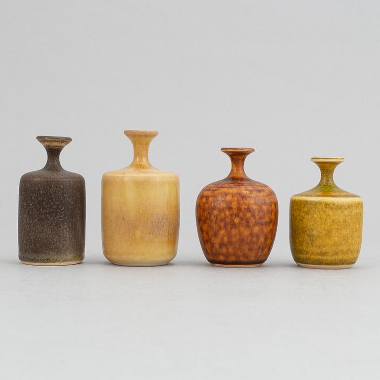 Rolf Palm, a set of ten stoneware miniature vases, Mölle.