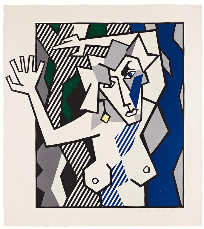 Roy Lichtenstein, ”Nude in the woods”, from: "Expressionist Woodcut Series".