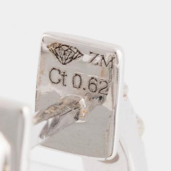 Brilliant cut diamond hoop earrings.