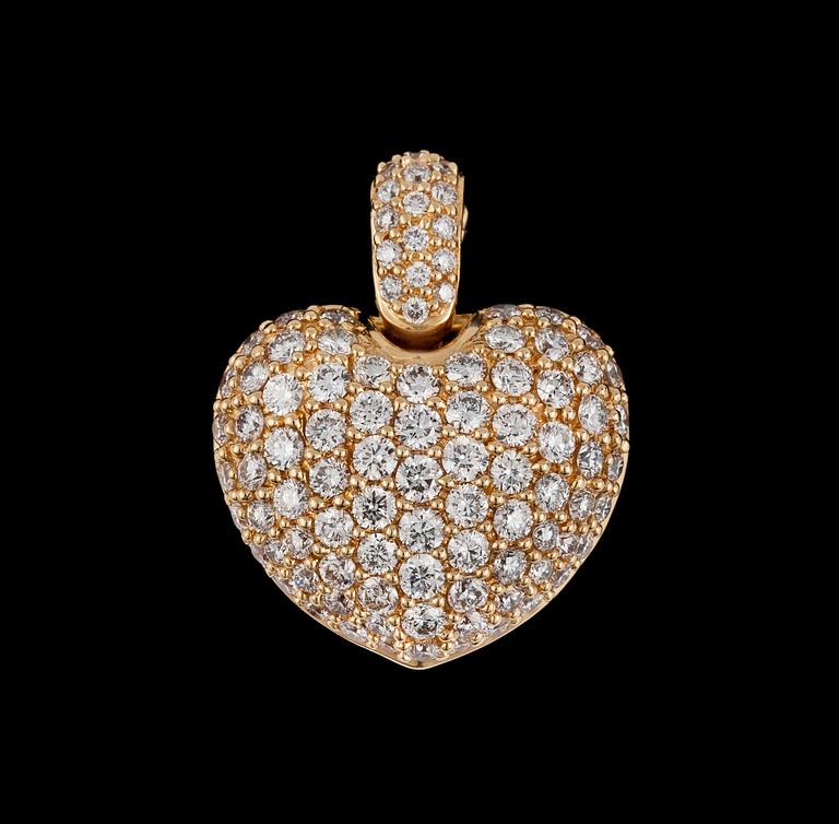 A brilliant cut diamond heart pendant, tot. 1.78 cts.