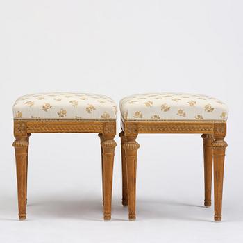 A pair of Gustavian stools by E. Öhrmark (master in Stockholm 1777-1813).