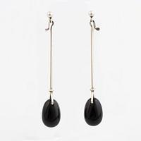 Vivianna Torun Bülow-Hübe, Earrings, Georg Jensen, silver with black stone.