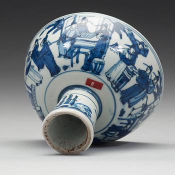 A blue and white stemcup, Ming dynasty (1368-1644).