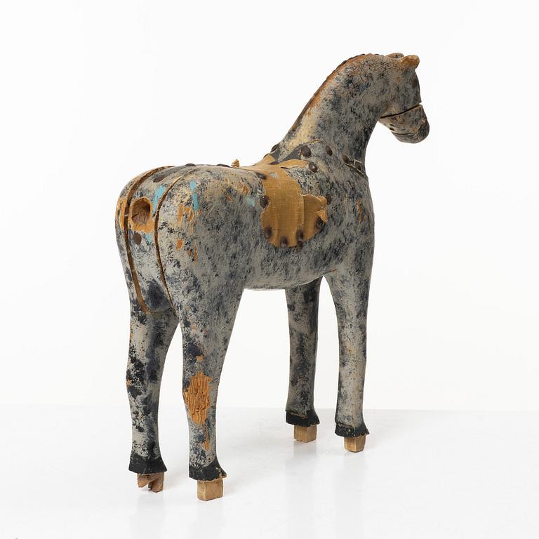 Sculpture, wood, horse, late 19th century.