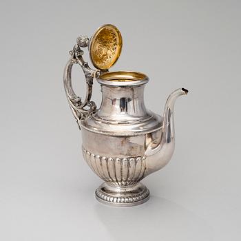 A RUSSIAN FIVE PIECE SILVER COFFEE SET, St:Petersburg ca 1898, unidentified maker.