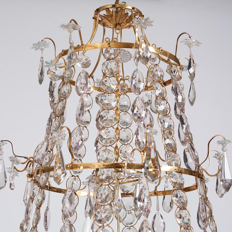 A Swedish late 18th century Gustavian eight-light chandelier.