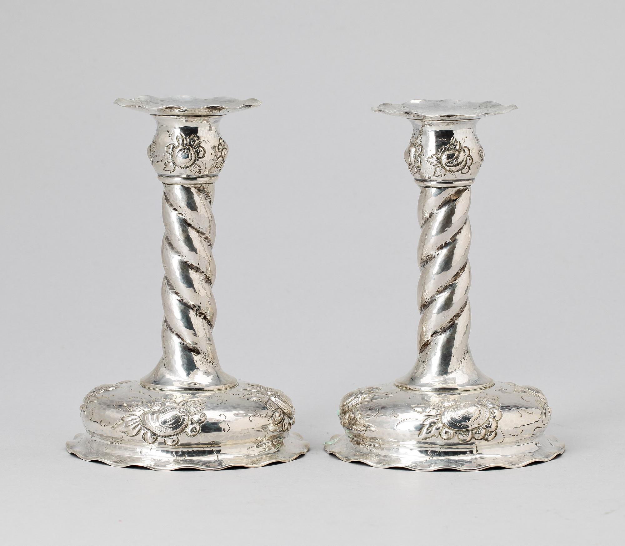 LJUSSTAKAR, ett par, silver, C G Hallberg, Stockholm, 1928.