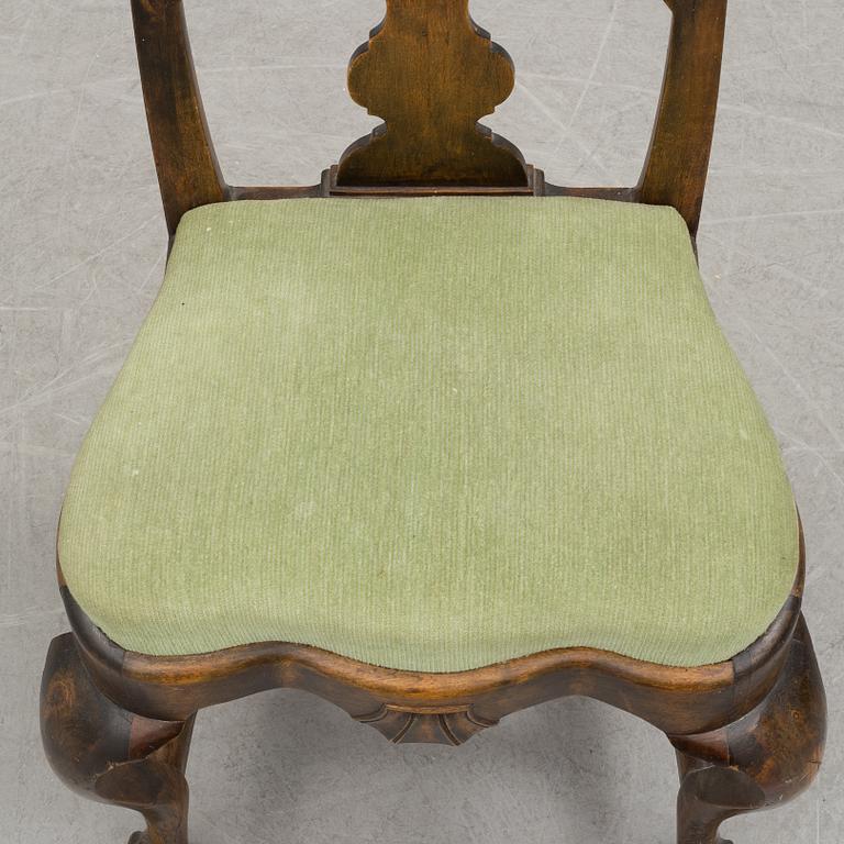 A pair of rococo style chairs, late 19th century.