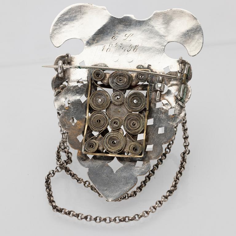 Costume jewellery, silver, Claes Christian Carlén (1830–44), Borås.