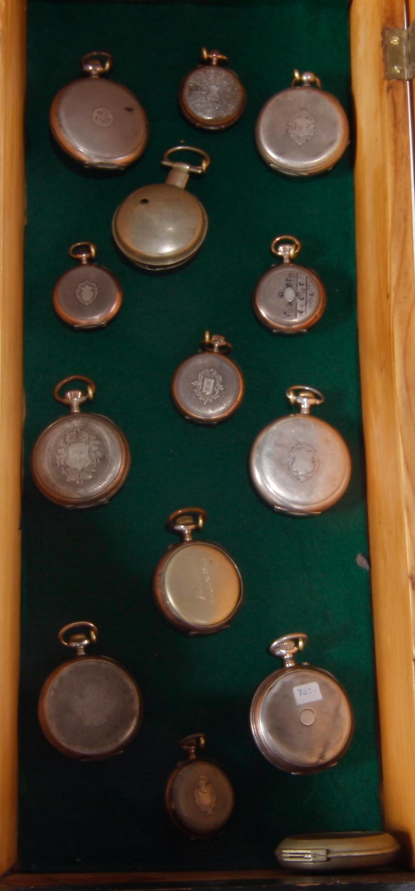 SAMLING FICKUR, 13 st, mest silver, 1800-1900-tal.