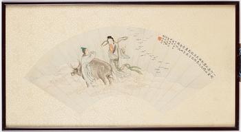 Two fan paintings by unknown artist, late Qing dynasty, circa 1900.