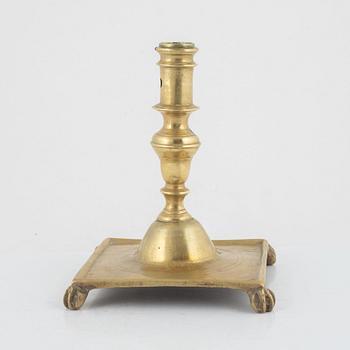 Candlestick, Baroque style, brass, 18th century.