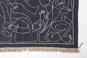 Matta, handbroderad Kelim, 183 x 126 cm.