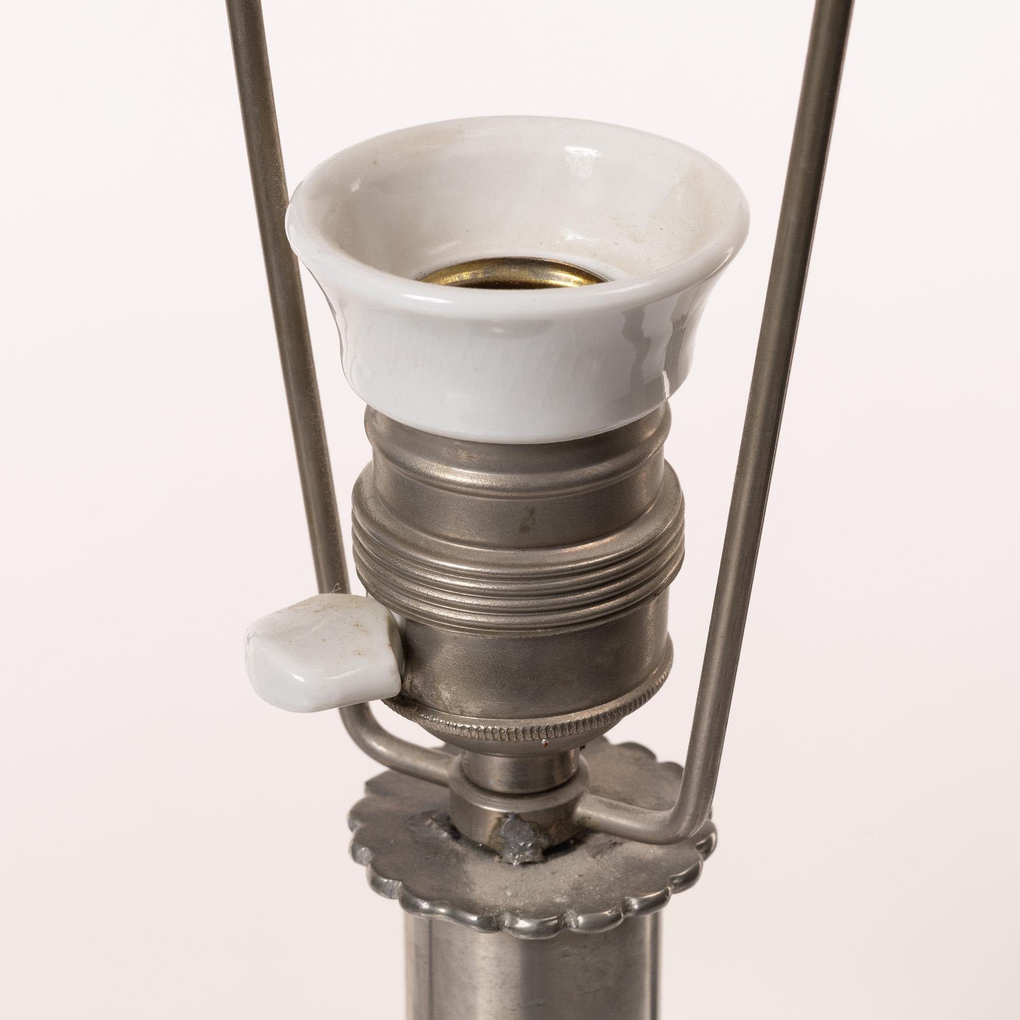 A Swedish Grace pewter table lamp, 1920's.