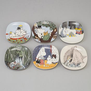 Six Moomin Characters porcelain dishes from Arabia, Finland.