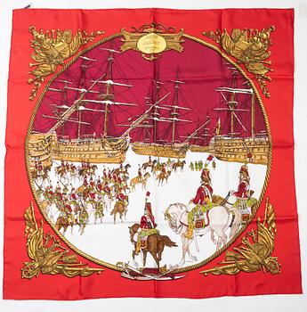 Hermès, a silk scarf, 'Marine et Cavalerie'.