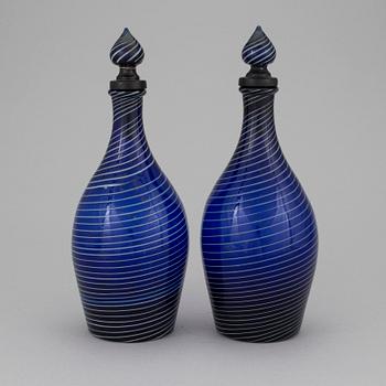 2 decanters of glass, probably Gjövik, Norway, first quarter of 19th century.