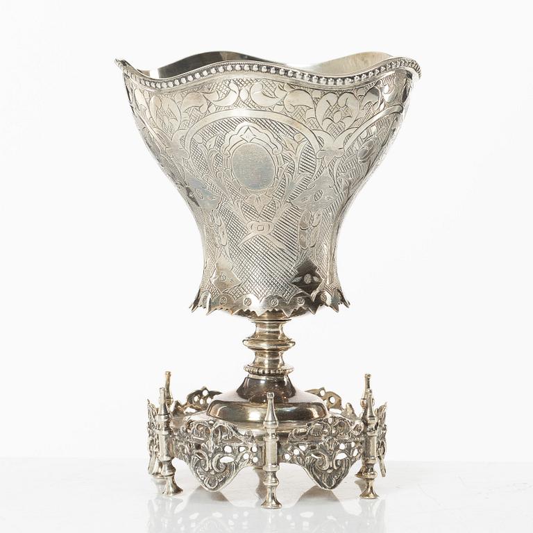 Goblet on foot, silver, 20th Century.