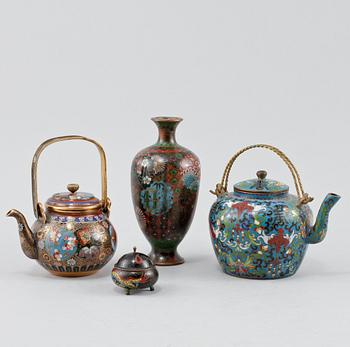 PARTI CLOISONNÉ, 4 st, orientaliska, 1900-tal.