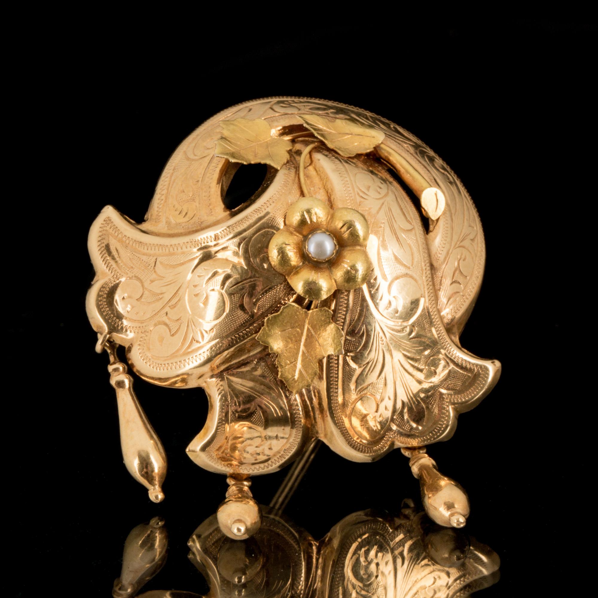 BROSCH, 18 k guld. Stockholm 1944. Vikt ca 3 gram.