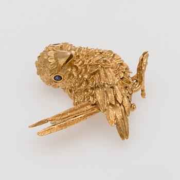 BROSCH, 18K guld, fasettslipade safirer.