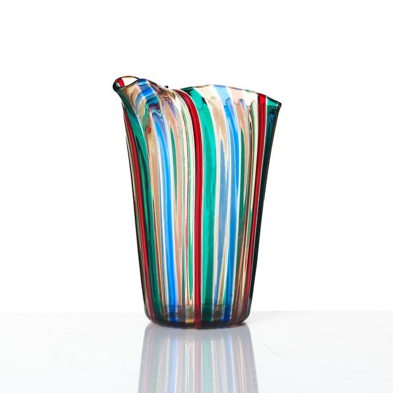 Gio Ponti, a 'Canne' glass pitcher and 9 glasses, Venini, Murano, Italy 1950-60s.