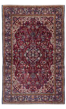 400. An antique silk Keshan, central Iran, c. 213 x 137 cm.